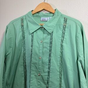 Only Necessities Mint Green Relaxed Shirt with See Through Lace - Size 1X